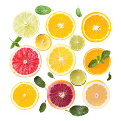 Citrus slices arranged in a grid pattern