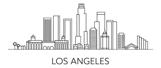 Detailed Los Angeles skyline vector illustration. Los Angeles buildings in line art style, perfect for modern designs. with white background © Mofazzelh