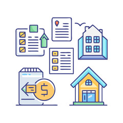 Real estate investment and financial planning icons