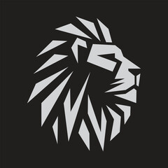 Abstract minimal lion head mascot logo vector