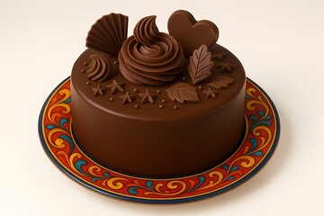 chocolate cake isolated on white