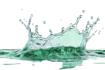 Dynamic water splash crown formation isolated on transparent background