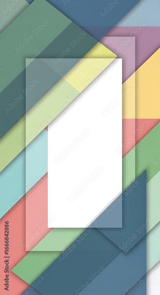 Poster geometric composition with overlapping planes and a central rectangular space for text