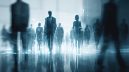 Remote hologram meetings blending with physical coworking spaces
