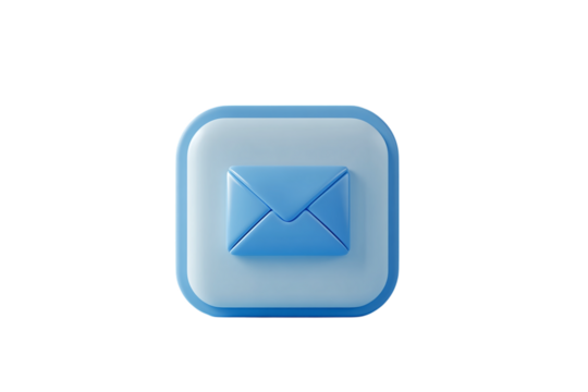Blue envelope icon with a graph inside isolated on transparent background