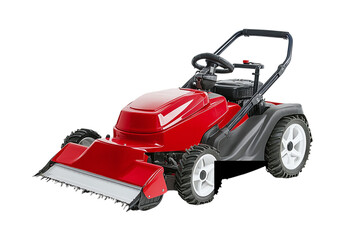 Red garden tiller machine isolated on transparent background