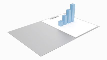 A bar graph on a white sheet of paper in a gray file