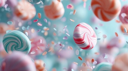 Swirling candy delights sweet shop digital art colorful upward view