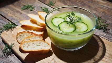 Refreshing cold cucumber soup