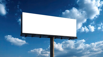 Blank billboard against a partly cloudy sky.
