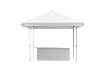 White canopy tent with table isolated on transparent background