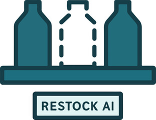 Shelf gap finder- product row with 1 ghost outline 'restock AI' Illustration