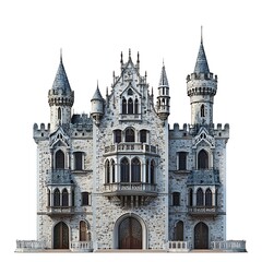 Fototapeta premium Majestic Fortress: An awe-inspiring castle, a testament to architectural prowess, stands tall, its formidable stone facade echoing tales of history and grandeur. 