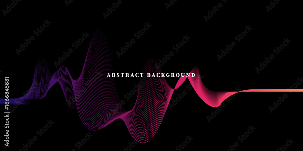 Poster abstract flowing wavy lines. colorful dynamic wave. vector design element for concept of music, part