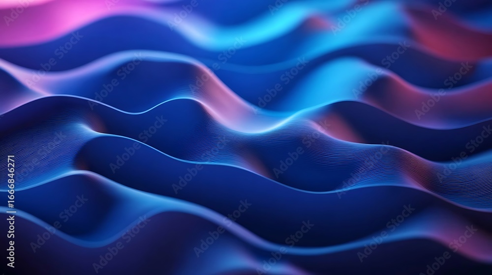 Poster abstract waveform: a mesmerizing display of fluid forms and gradients, where undulating waves of blu
