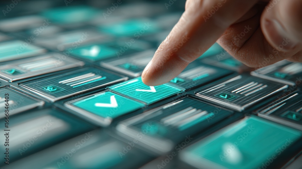 Poster modern digital document approval with futuristic interface premium professional workflow automation 