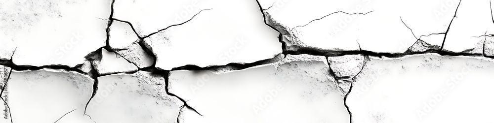 Poster cracked surface: a macro view capturing a distressed cracked wall. showing damage, texture, and patt