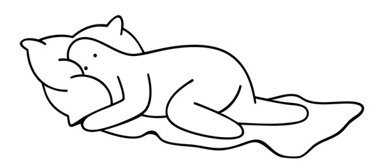 Abstract character curled on pillow under blanket, apathy, depression, exhaustion, emotional burnout, fatigue, stress, anxiety and inner struggle