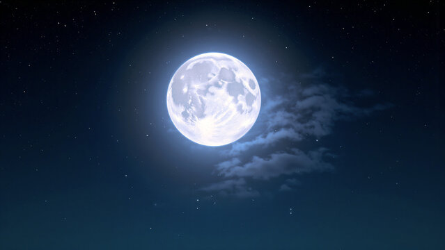 Leuchtender Vollmond am Nachthimmel