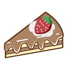 Strawberry Chocolate Cake Slice with Cream Topping