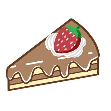 Strawberry Chocolate Cake Slice with Cream Topping
