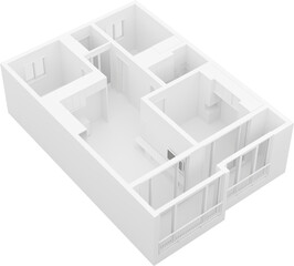 Apartment floor plan three-dimensional