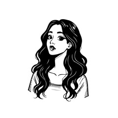 Elegant illustration of a woman with flowing hair conveying youthful charm and thoughtful