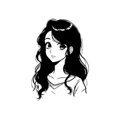 Elegant simplicity girl illustration in black and white showcasing timeless beauty through