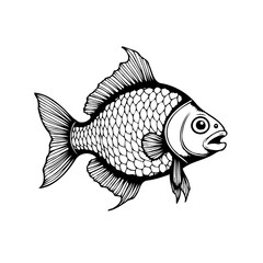 Elegant stylized fish illustration showcases aquatic fauna and creative line art drawing technique