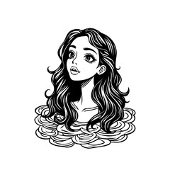 Elegant woman portrait with flowing hair evoking sophistication and a touch of whimsical charm a