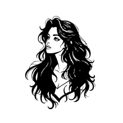 Elegant woman portrait with flowing hair artful depiction embodying beauty and confidence
