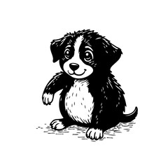 Enchanting puppy illustration radiates adorable charm with its expressive eyes and fluffy