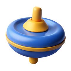 A bright blue and yellow spinning top toy a classic children s plaything isolated on transparent background