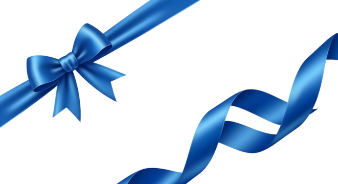 A stunning blue ribbon and bow elegantly presented on a white backdrop - Powered by Adobe
