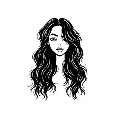 Illustrative artwork presenting a beautiful woman with flowing hair and stylish makeup, exhibiting