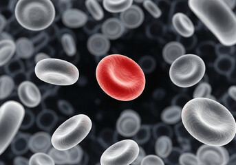 Microscopic view of red blood cells flowing through a vein.