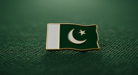 Pakistan Flag Pin on Textured Green &ndash; Symbol of Subtle Patriotism