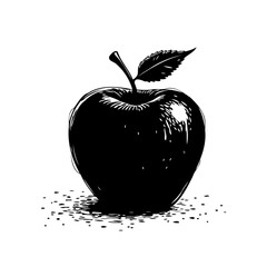 Monochrome apple illustration showcasing fruit freshness and natural beauty enhanced by simplistic