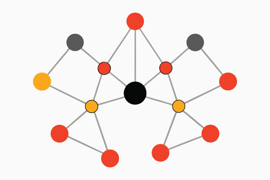 Force Directed Network Graph Vector with Nodes and Edges on White Background