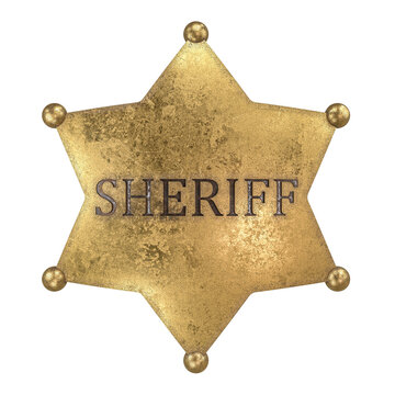 Golden sheriff star 3d on transparent background