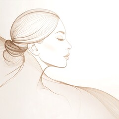 Fototapeta premium Elegant Line Drawing of a Woman in Profile View.