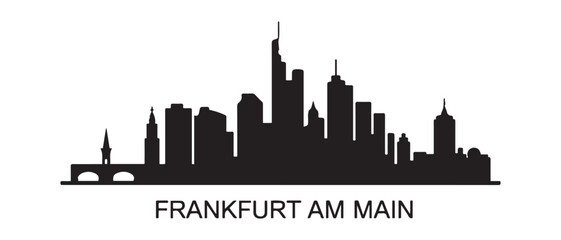 Frankfurt am Main City Skyline Vector. Vector black silhouette. with white background
