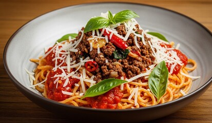 Hackfleisch-Bowl mit Spaghetti Bolognese-Style