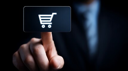 Secure online payment concept showing a businessman authenticating a digital credit card transaction, highlighting fintech innovation, financial security, encryption, and global ecommerce trends