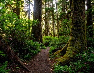 Lush forest path bathed in sunlight (2)