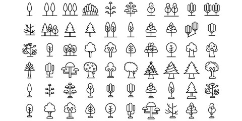 Obraz premium Set of forest and tree Icons - Classic Line Series