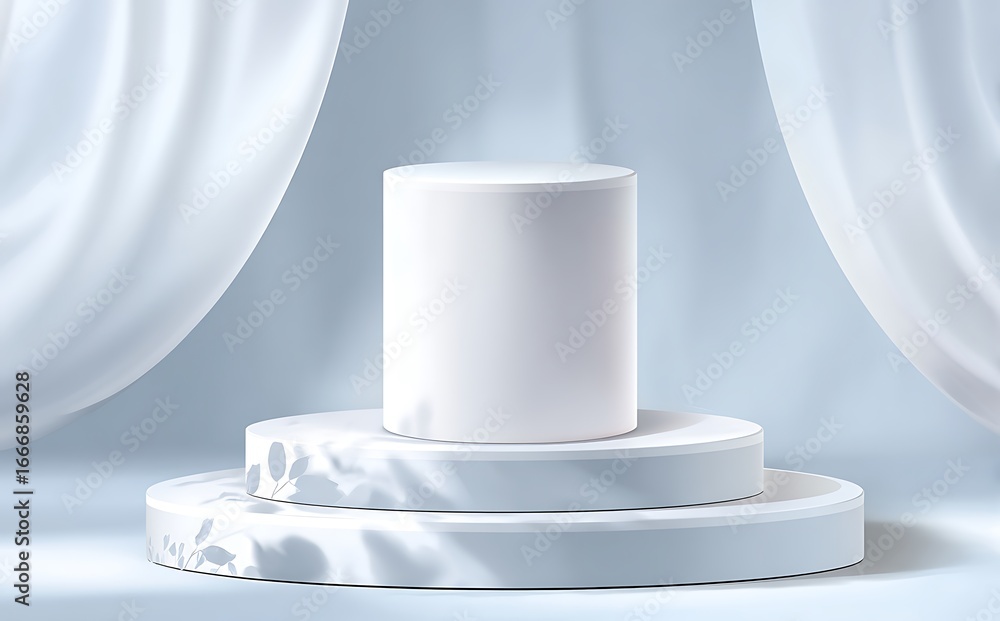 Aufkleber empty podium in elegant on white and pastel blue gradient background,ideal mockup for product displa