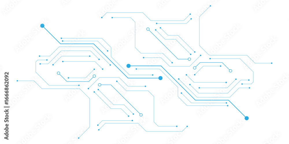 Aufkleber technology blue circuit diagram on white background. high-tech circuit board connection system.vecto