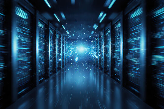 A futuristic digital data center.created with the help of artificial intelligence.