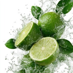 Fresh limes in water splash (1)